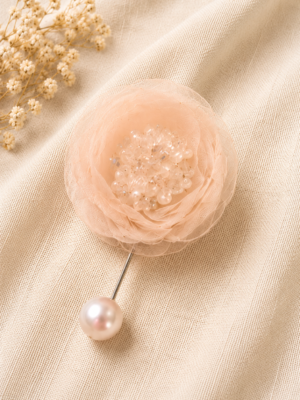 Baby Pink - Brooch With Pearl and Beads Baby Pink - Brooch With Pearl and Beads