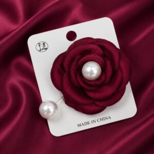 Ruby colored brooch with pearl can be used for hijabs and for sarees
