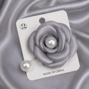 Ash colored brooch with pearl can be used for hijabs and for sarees