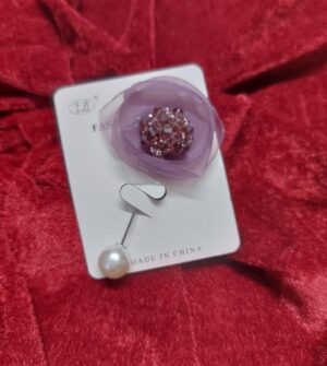 Lavender - Brooch with Pearl and Beads
