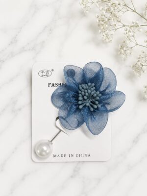 Organza Pearl Brooch - Teal Blue Organza Pearl Brooch - Teal Blue